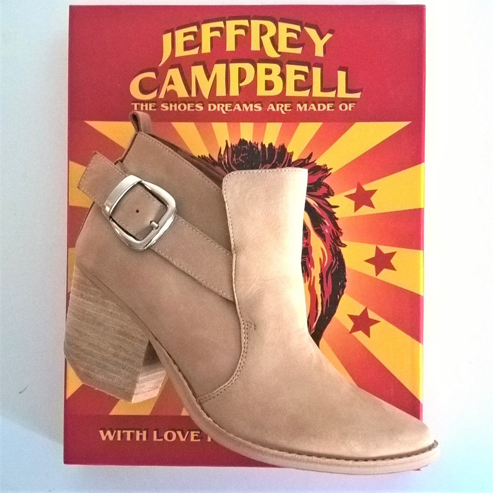 Jeffrey Campbell Leather Chunk Heel Ankle Boot Tan